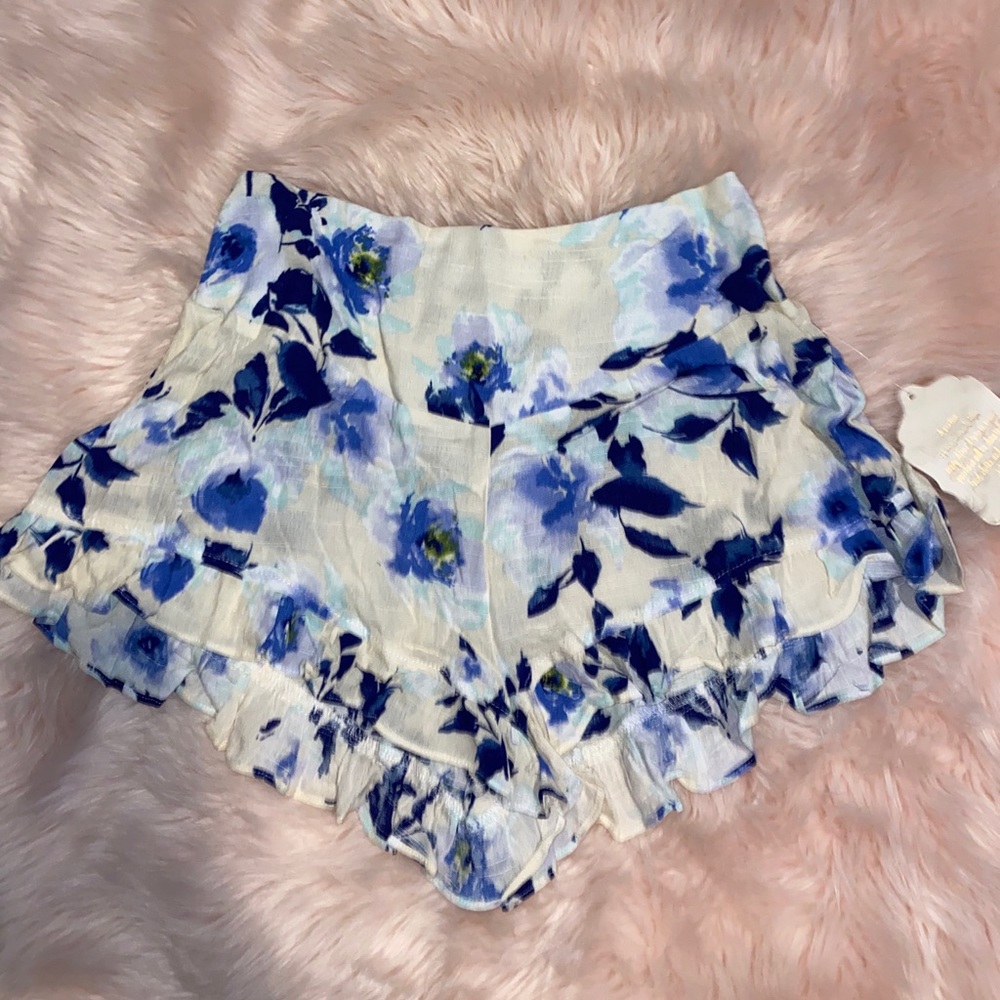 Blue and White Floral Shorts